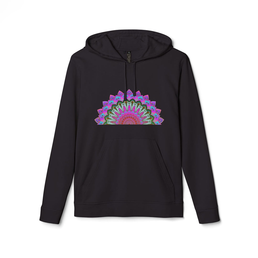 Blululi Adidas Mandala Fleece Hoodie in navy blue with intricate mandala design and cozy hood for stylish comfort