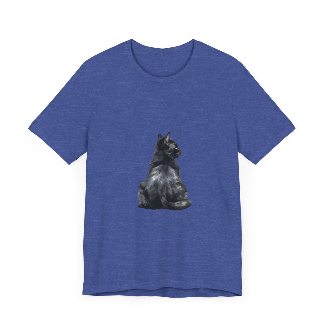 Stunning black cat t-shirt featuring a mystical design, perfect for cat lovers and those who appreciate unique, eye-catching fashion pieces