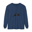 Black cat sleeping peacefully on a unisex long sleeve t-shirt