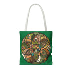 Boho Mandala Tote Bag — Green Floral Pattern AOP Shopper