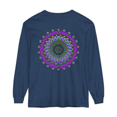 Intricate Mandala Unisex Long Sleeve T-Shirt featuring detailed mandala design in vibrant colors