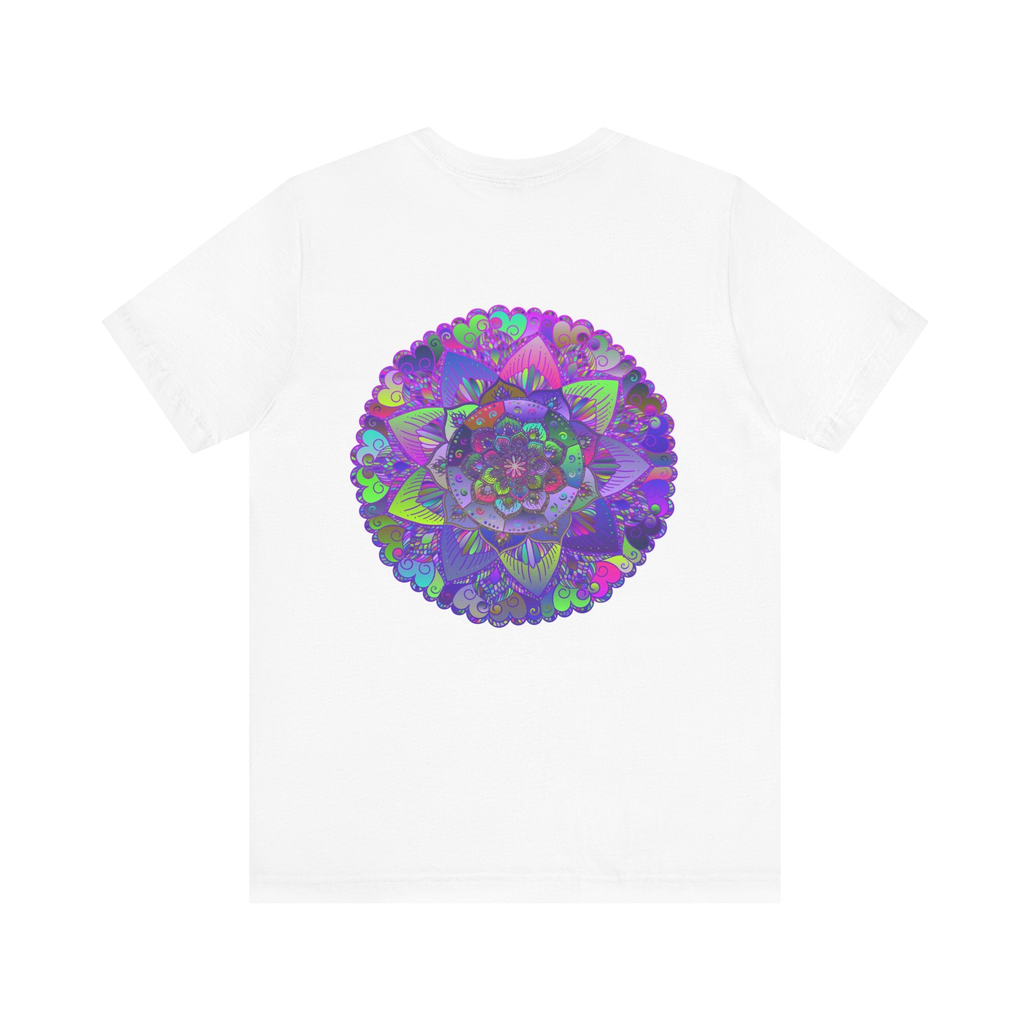 A colorful and intricate mandala design adorns the Vibrant Mandala Tee, symbolizing spiritual peace and harmony for a balanced and centered lifestyle