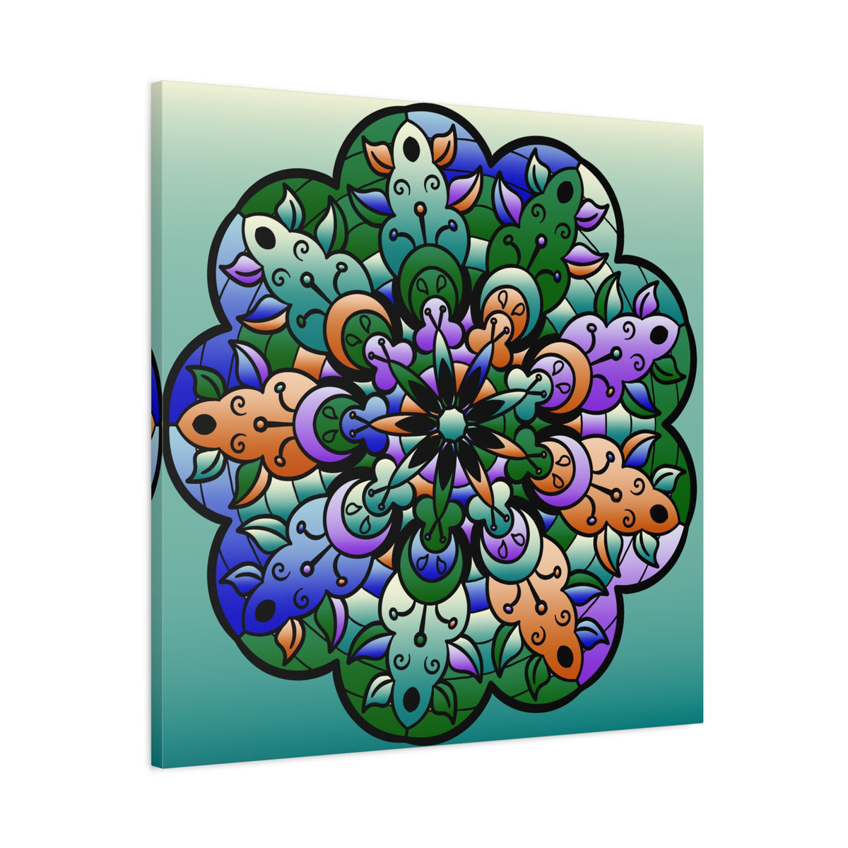 Floral Mandala Matte Canvas Print — Colorful Stretched Wall Art
