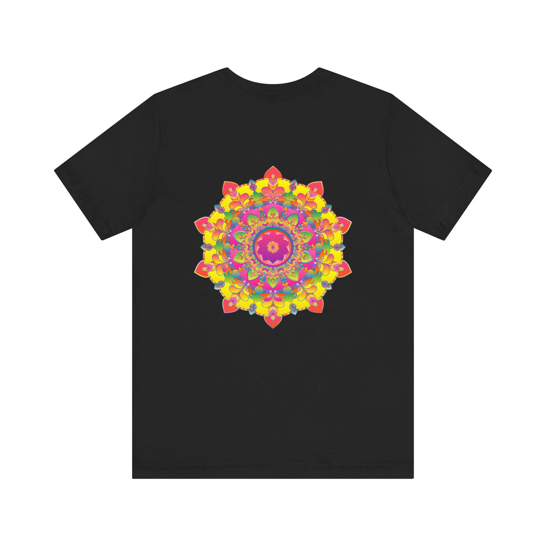 Colorful and intricate mandala design tee promoting spiritual peace and harmony