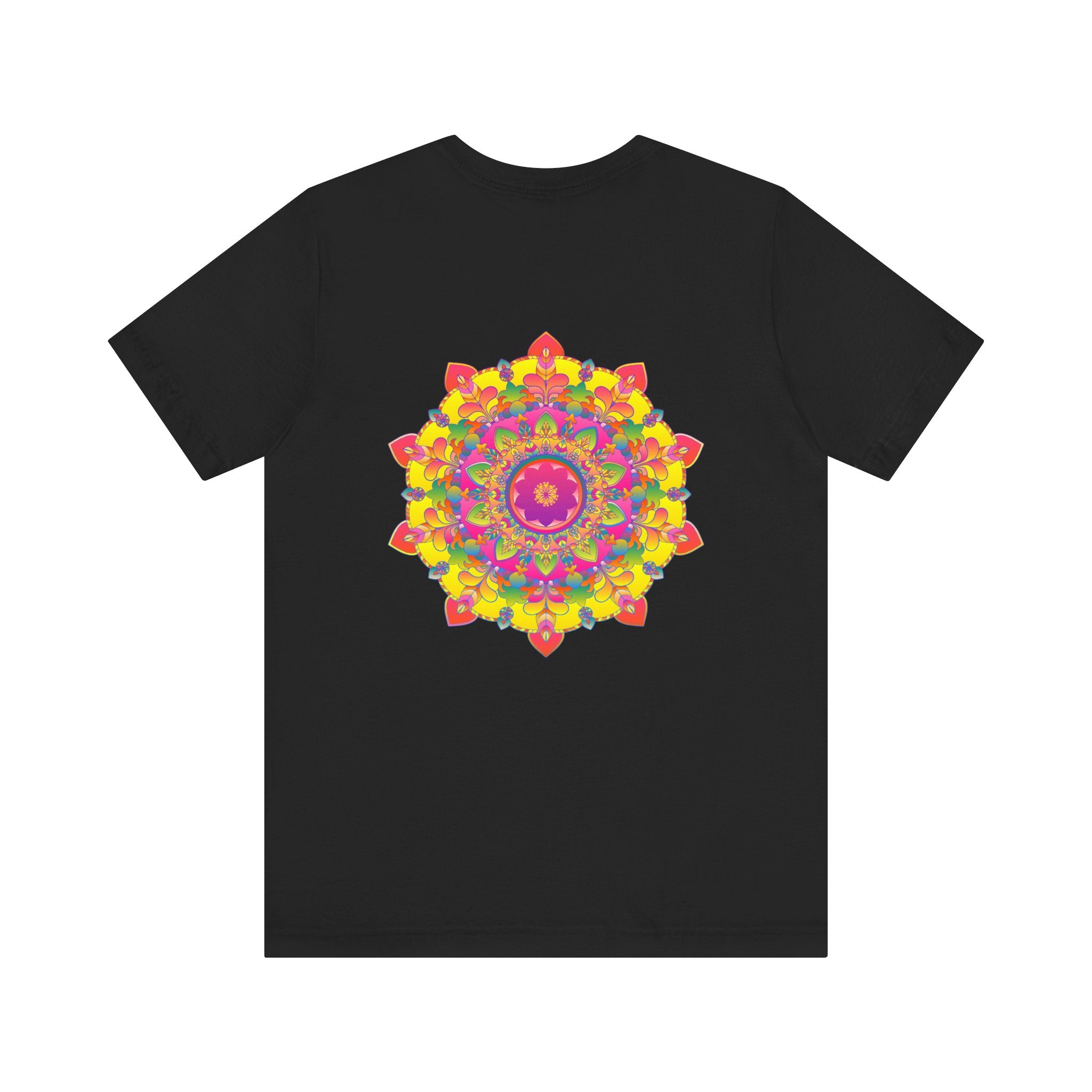 Colorful and intricate mandala design tee promoting spiritual peace and harmony