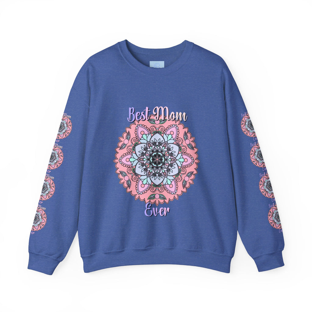 Soft and cozy Unisex Heavy Blend™ Crewneck Sweatshirt with 'Best Mom Ever' design, the perfect birthday gift for your mom