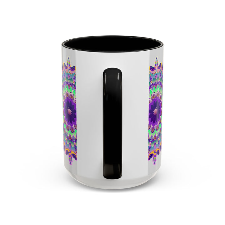 Vibrant Mandala Art Mug in Light Grey, featuring intricate floral and geometric patterns, perfect for enjoying your favorite hot beverages in style