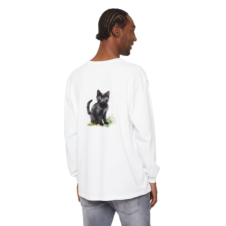 Schwarze Katze Aquarell Langarmshirt