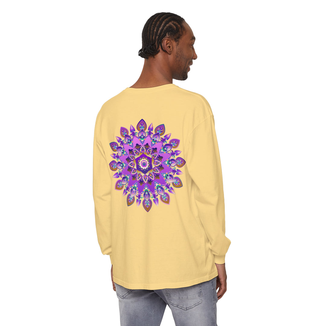 Beautiful purple and gold mandala design long sleeve t-shirt for women