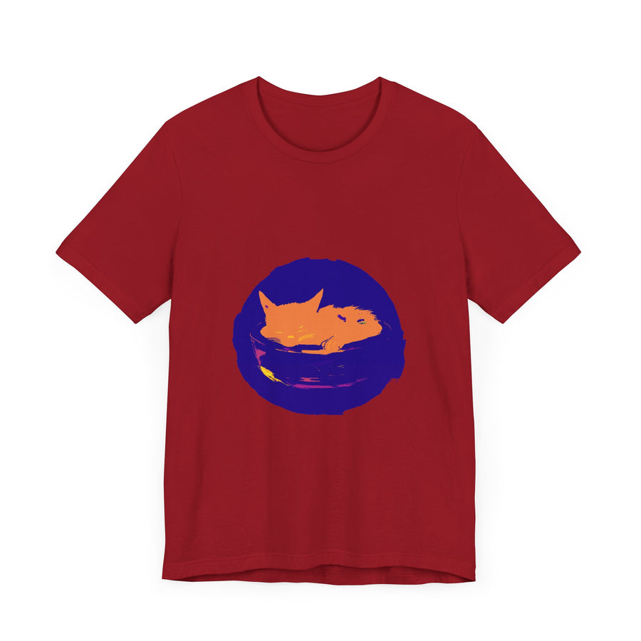 A close-up image of a Black Cat Mystery Sleep T-Shirt with a unique and eye-catching design, perfect for lounging and getting a good night's sleep