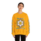 Comfortable crewneck sweatshirt featuring a unique and vibrant handmade mandala design