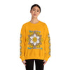 Comfortable crewneck sweatshirt featuring a unique and vibrant handmade mandala design