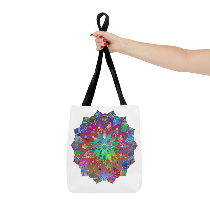 Large AOP Mandala Tote Bag with intricate floral pattern