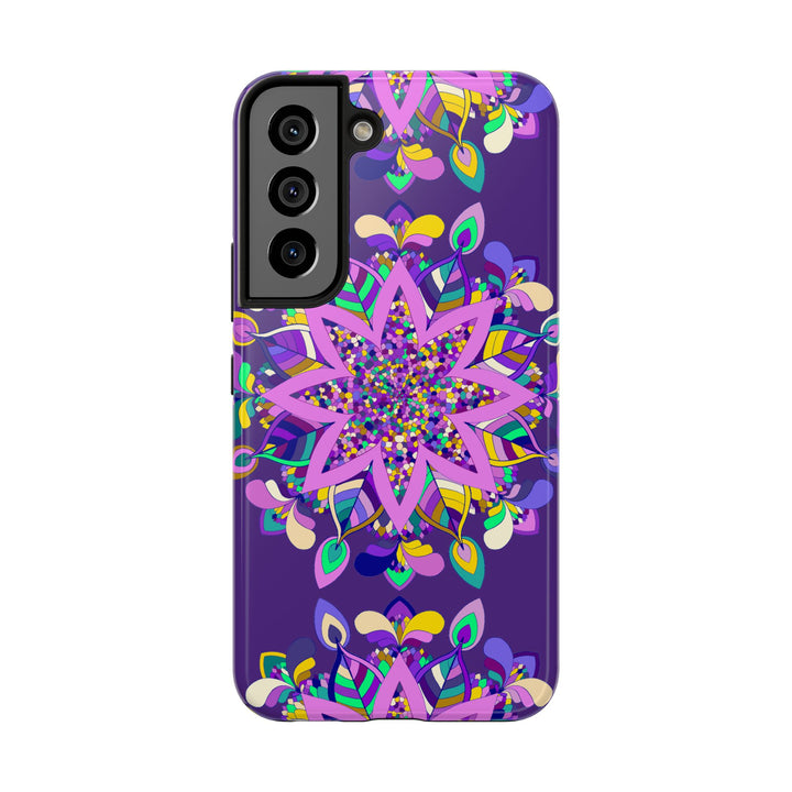 Hand-drawn purple Mandala Art iPhone X/XS phone case featuring intricate and unique design