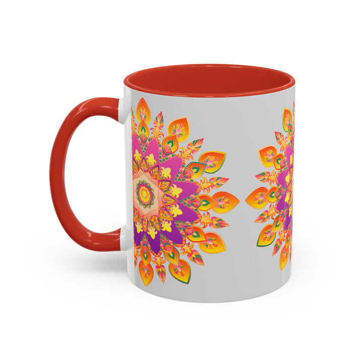 Colorful floral mandala art mug featuring intricate design and vibrant colors