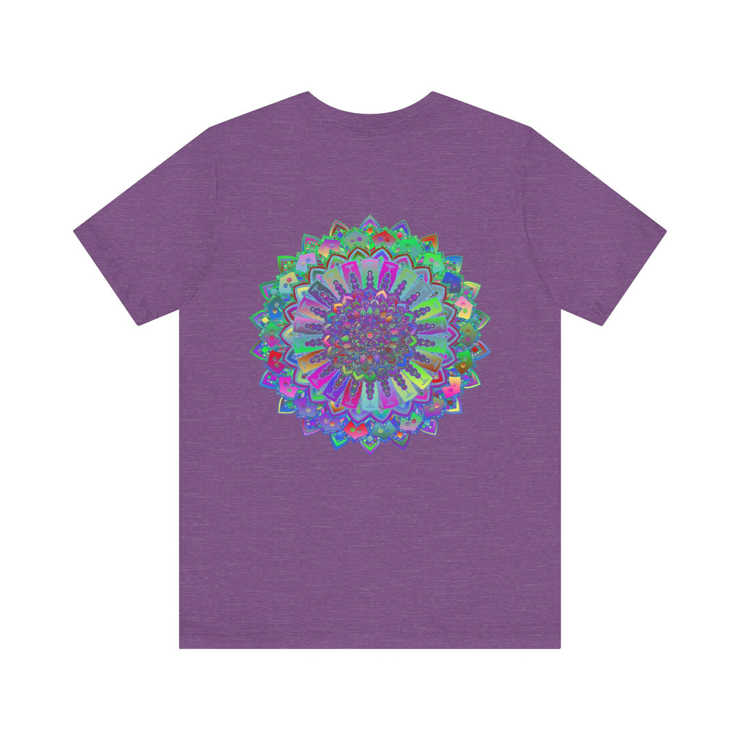 A colorful and intricate mandala design adorns this Vibrant Mandala Tee, promoting spiritual peace and harmony