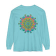 Colorful and intricate mandala design featured on a unisex long sleeve t-shirt