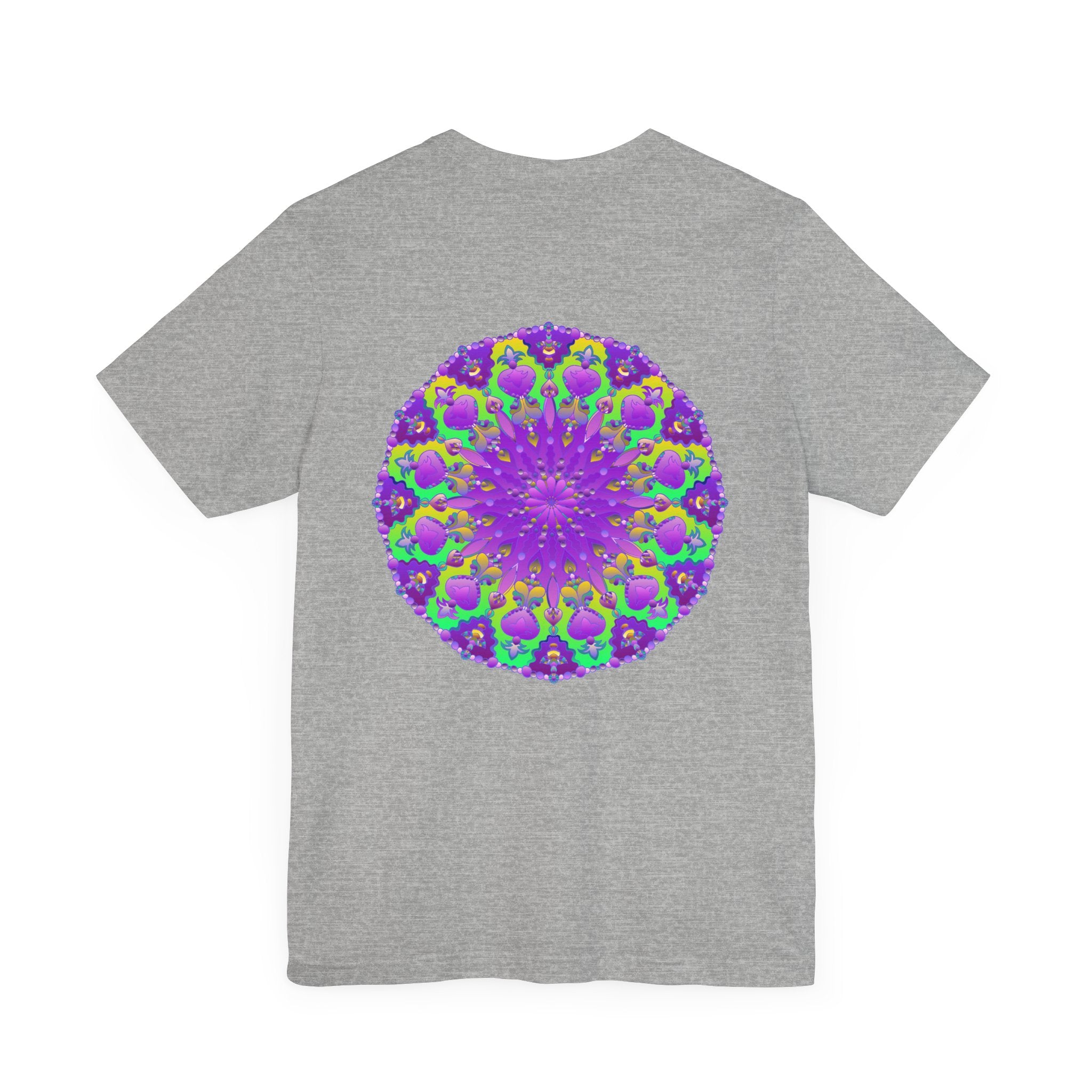 Beautiful purple mandala tee with intricate design representing spiritual peace and harmony, perfect for yoga and meditation practice