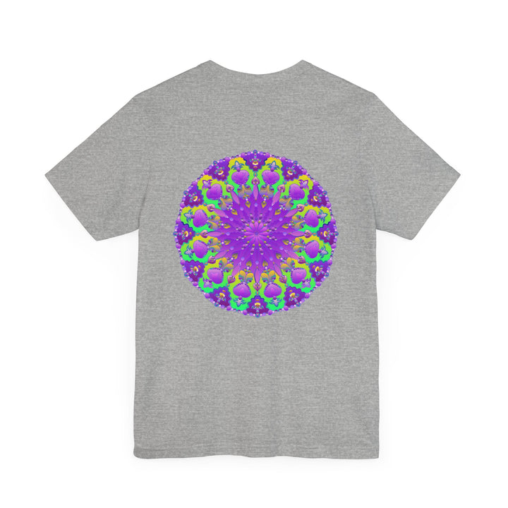 Beautiful purple mandala tee with intricate design representing spiritual peace and harmony, perfect for yoga and meditation practice