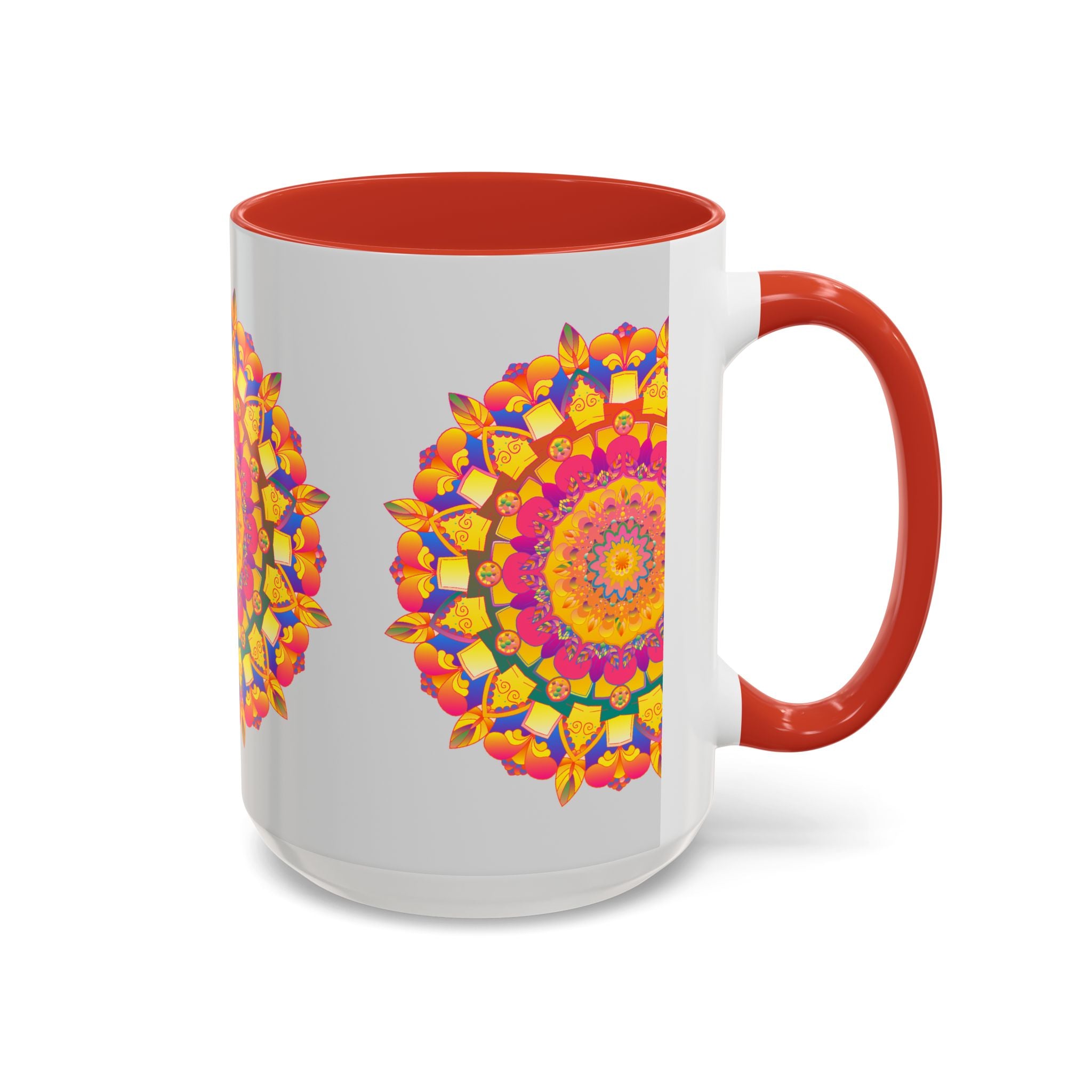 Gray Mug with Bright and Detailed Mandala Art