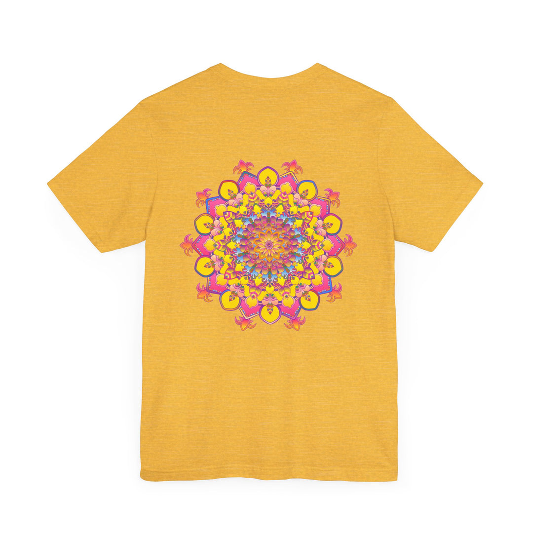 Beautiful white Mandala Tee with intricate spiritual design for peace and harmony