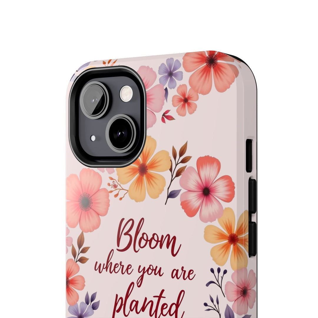 Light pink phone case with a beautiful flower garland design, perfect for adding a touch of natural beauty to your device