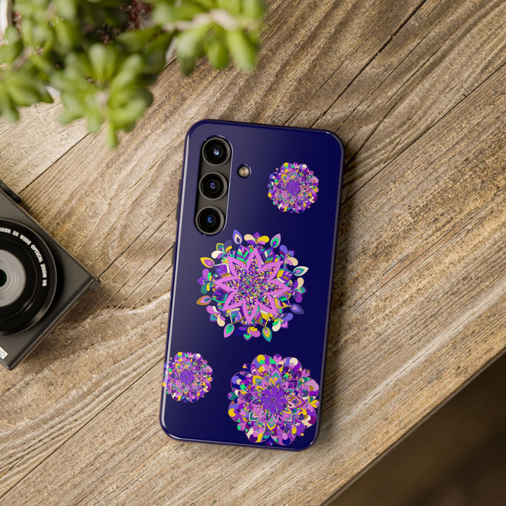 A durable and shock absorbent hand drawn mandala art purple shades phone case