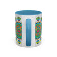 Unique Mandala Art Mug - Vibrant Colors on Grey with hand-crafted mandala artwork and modern aesthetic