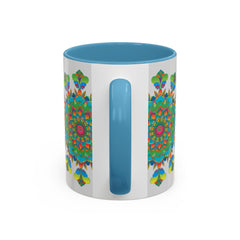 Unique Mandala Art Mug - Vibrant Colors on Grey with hand-crafted mandala artwork and modern aesthetic