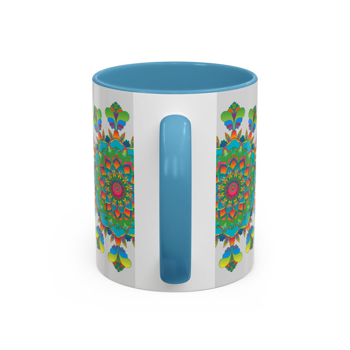 Unique Mandala Art Mug - Vibrant Colors on Grey with hand-crafted mandala artwork and modern aesthetic