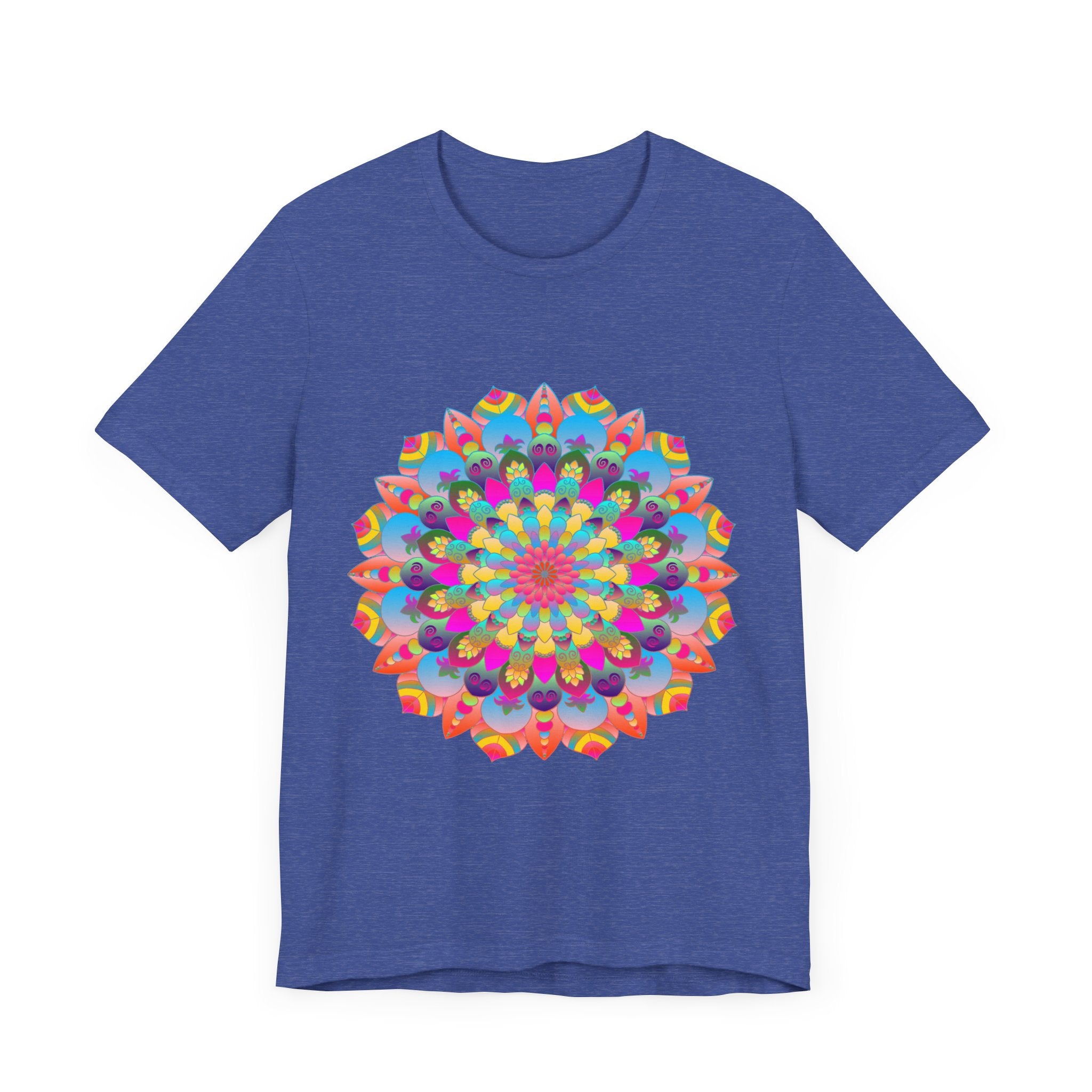 Colorful Mandala Flower T-Shirt - Psychedelic Art depicting vibrant, intricate mandala design with bold and vivid colors