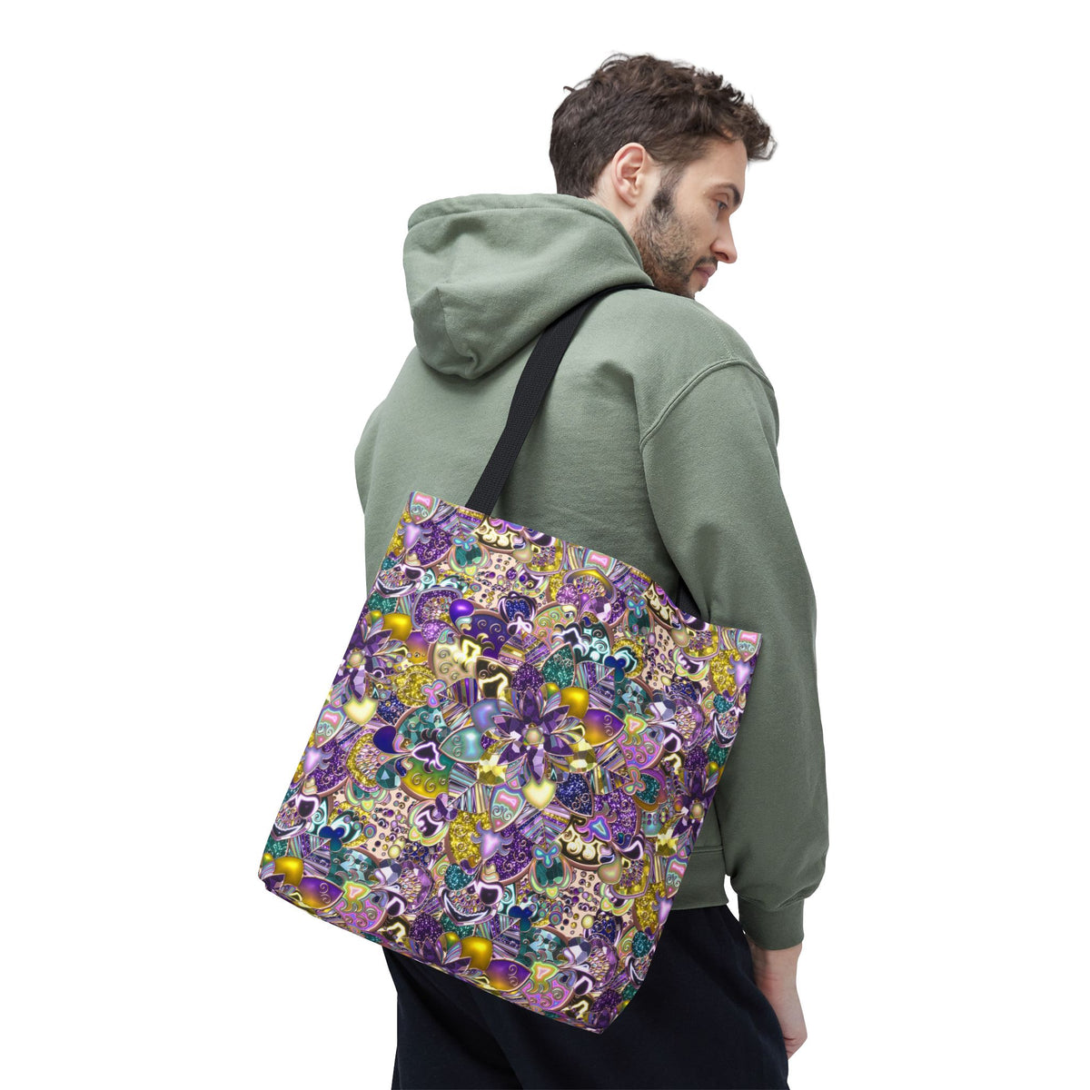 Colorful Purple Floral Pattern Tote Bag