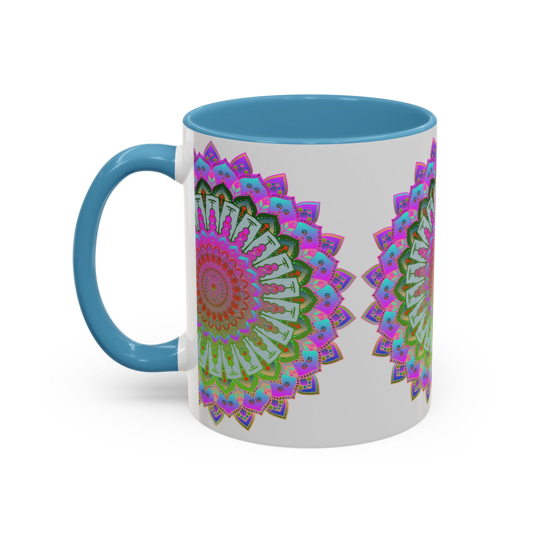 Intricately designed mandala art mug with colorful and vibrant patterns