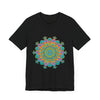 Vibrant Mandala Tee featuring a circular floral design in bright colors