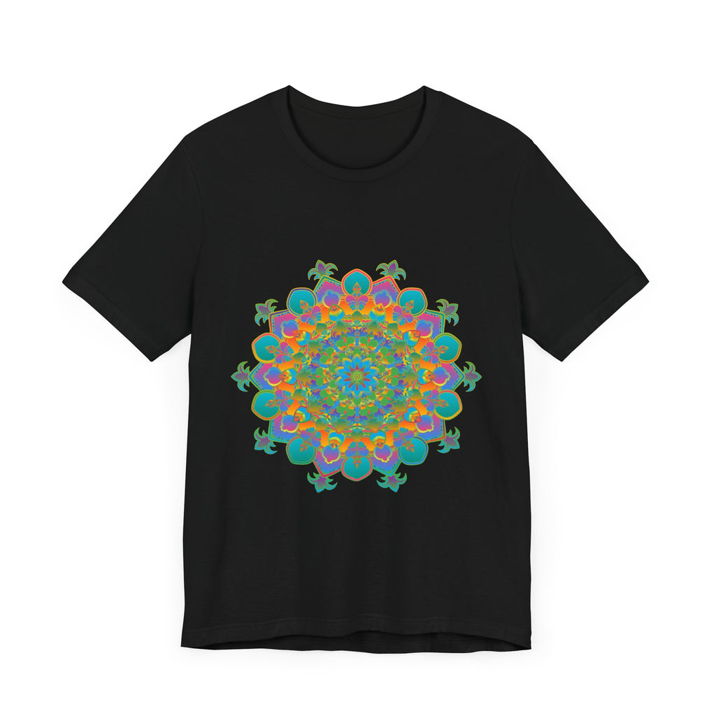 Vibrant Mandala Tee featuring a circular floral design in bright colors