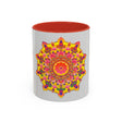 A beautiful ceramic mug featuring a colorful and intricate mandala art design