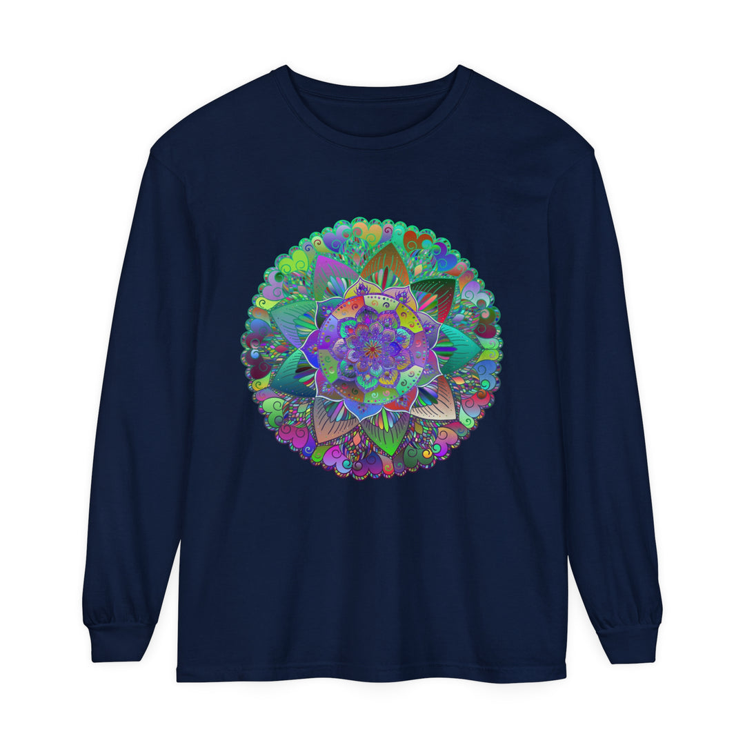 Colorful mandala design long sleeve t-shirt, suitable for both men and women