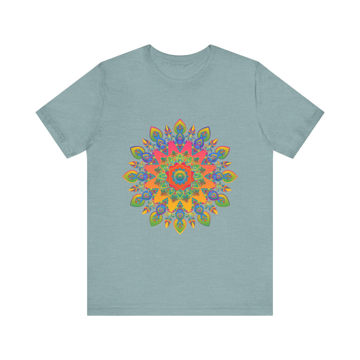 Vibrant Mandala Tee showcasing a colorful and intricate design perfect for yoga and meditation