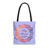 Vibrant orange and purple Mandala Tote Bag, perfect for daily use