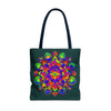 Colorful Mandala Mystical Nature Tote Bag with intricate floral patterns and vibrant hues, perfect for carrying your essentials in style