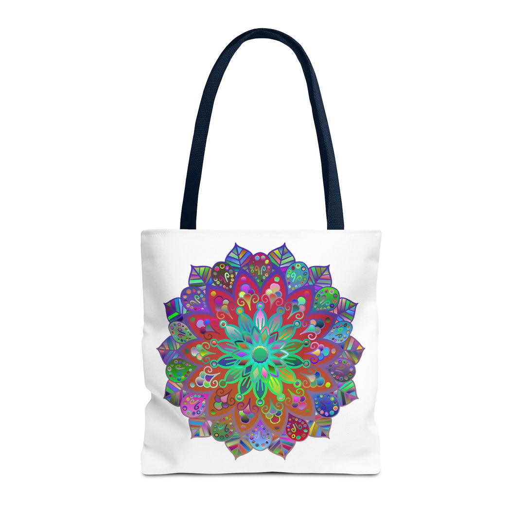 Colorful Mandala Tote Bag with vibrant blue and pink design