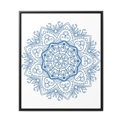 Mandala Handmade Art in Steel Blue on Gallery Canvas Wraps