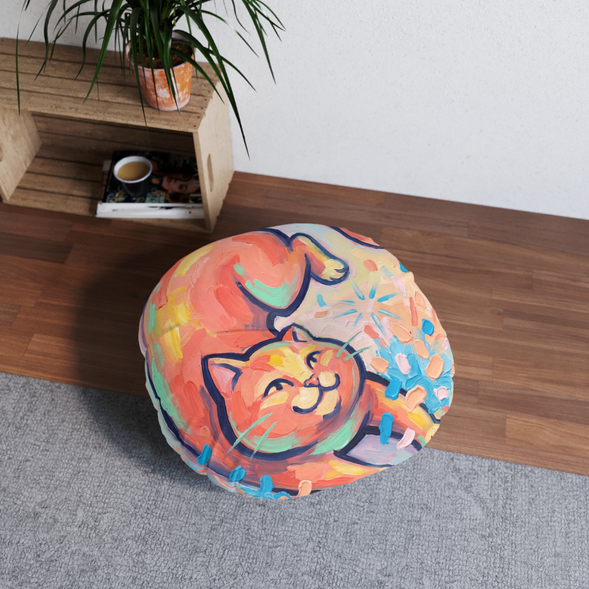 Confetti Cat Cozy Floor Pillow
