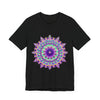 Vibrant purple mandala design t-shirt with psychedelic patterns and intricate details