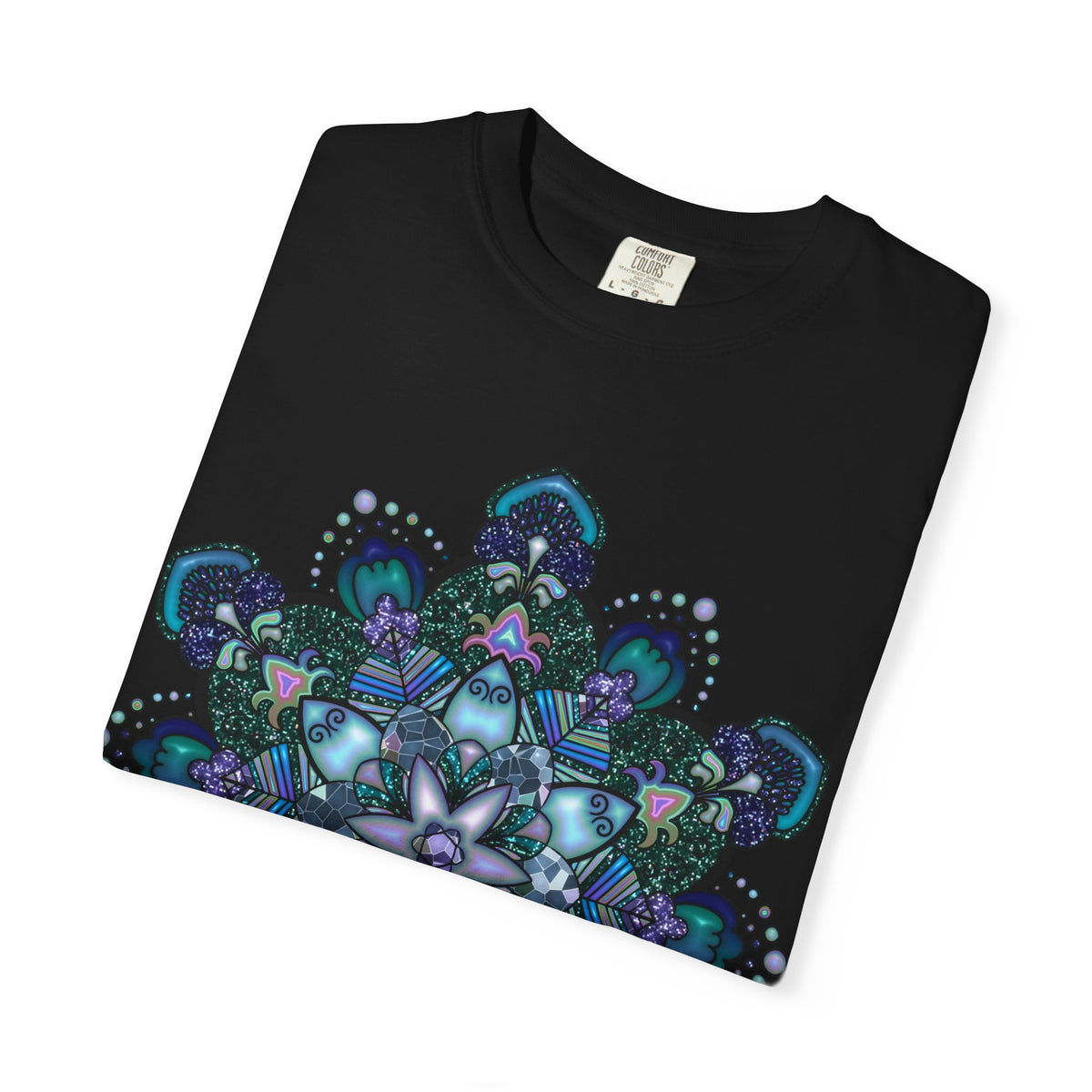 Mandala T-Shirt – Blue Purple Boho Geometric Floral Design