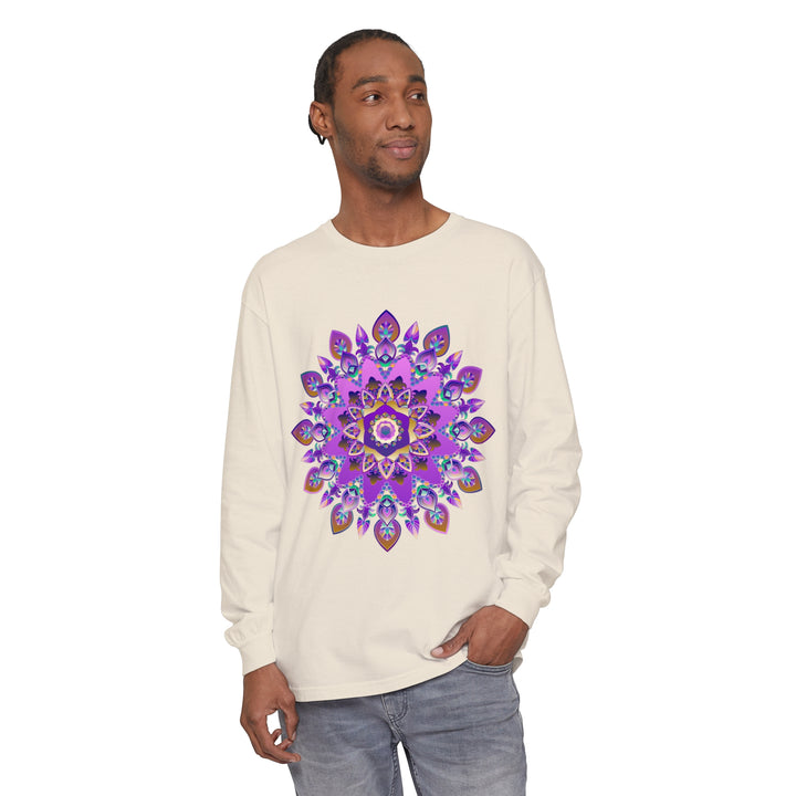 Beautiful purple and gold mandala design long sleeve t-shirt for women