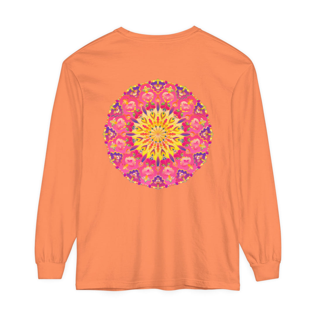 Colorful and intricate mandala design long sleeve t-shirt in unisex sizing