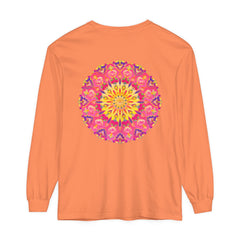 Colorful and intricate mandala design long sleeve t-shirt in unisex sizing