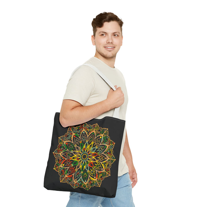 Beautiful hand-drawn mandala art tote bag, perfect for everyday use