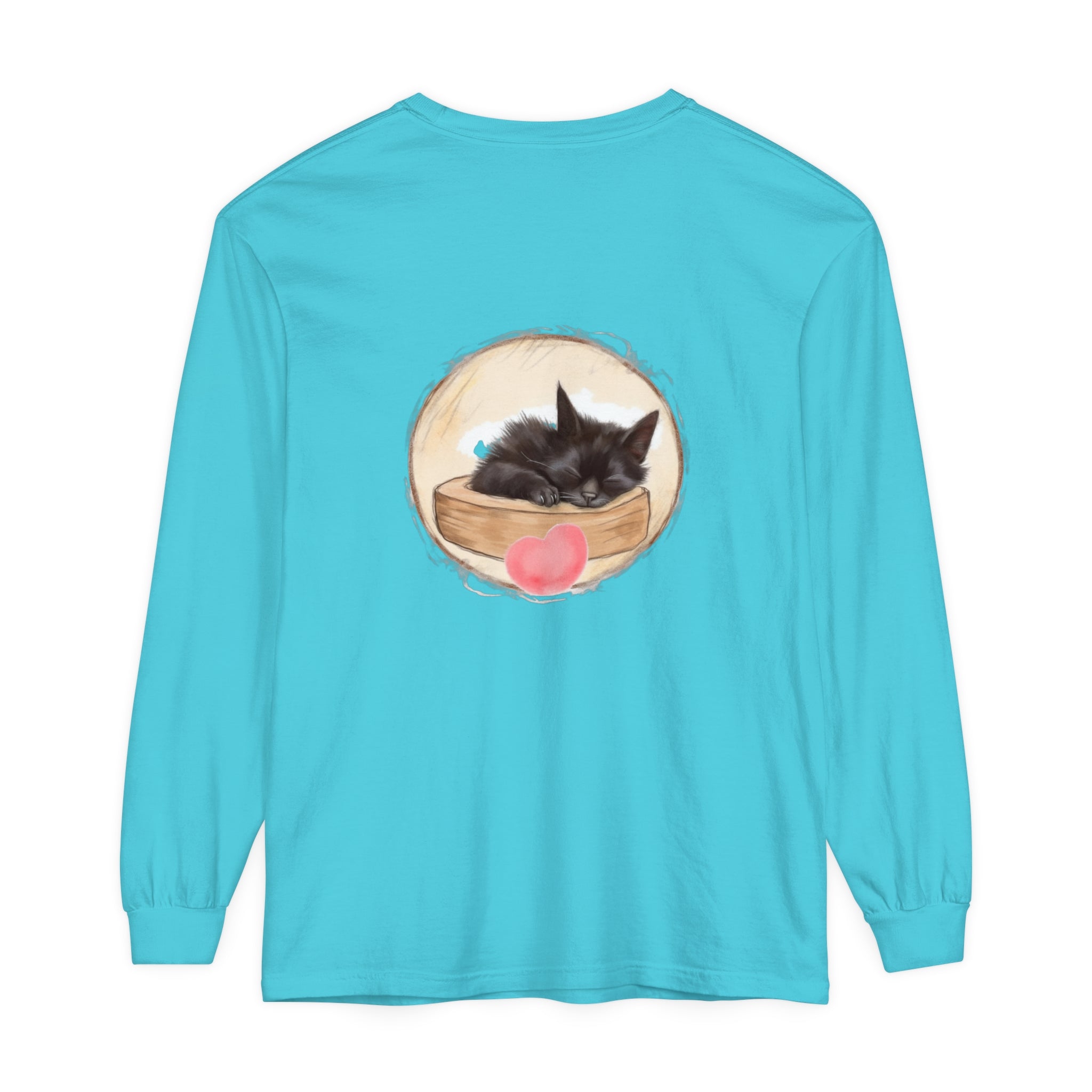 A cozy unisex t-shirt featuring an adorable sleeping kitten design perfect for bedtime